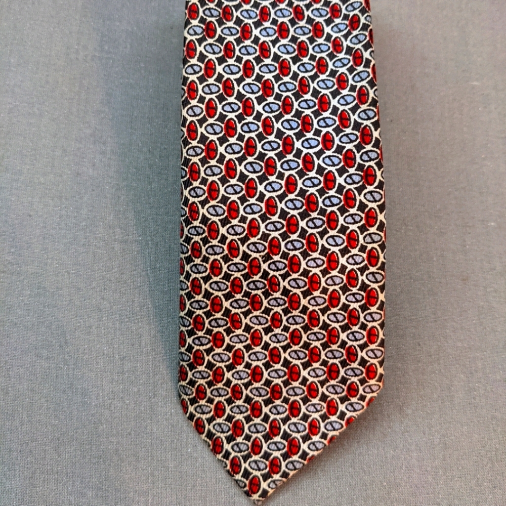 Men's vintage red/gray skinny tie
